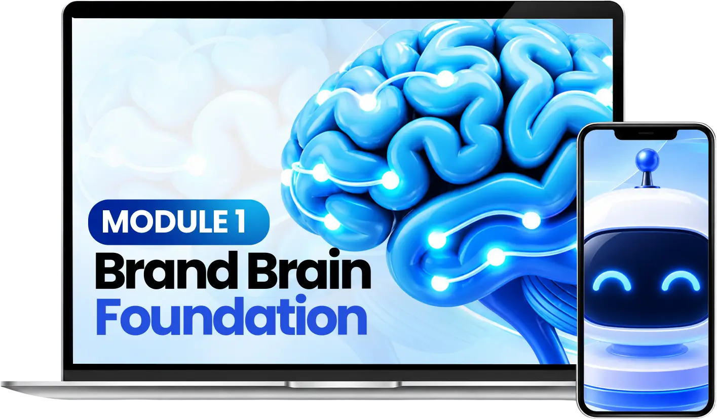 Module 1: Brand Brain Foundation on laptop and phone