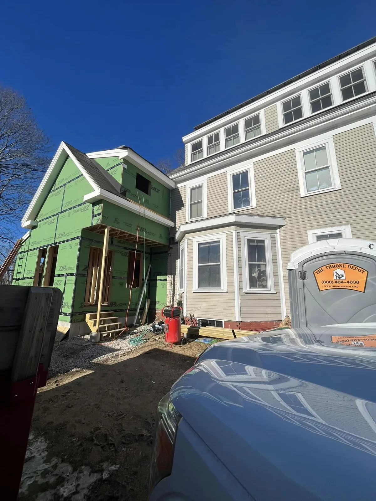 Addition framing and construction progress