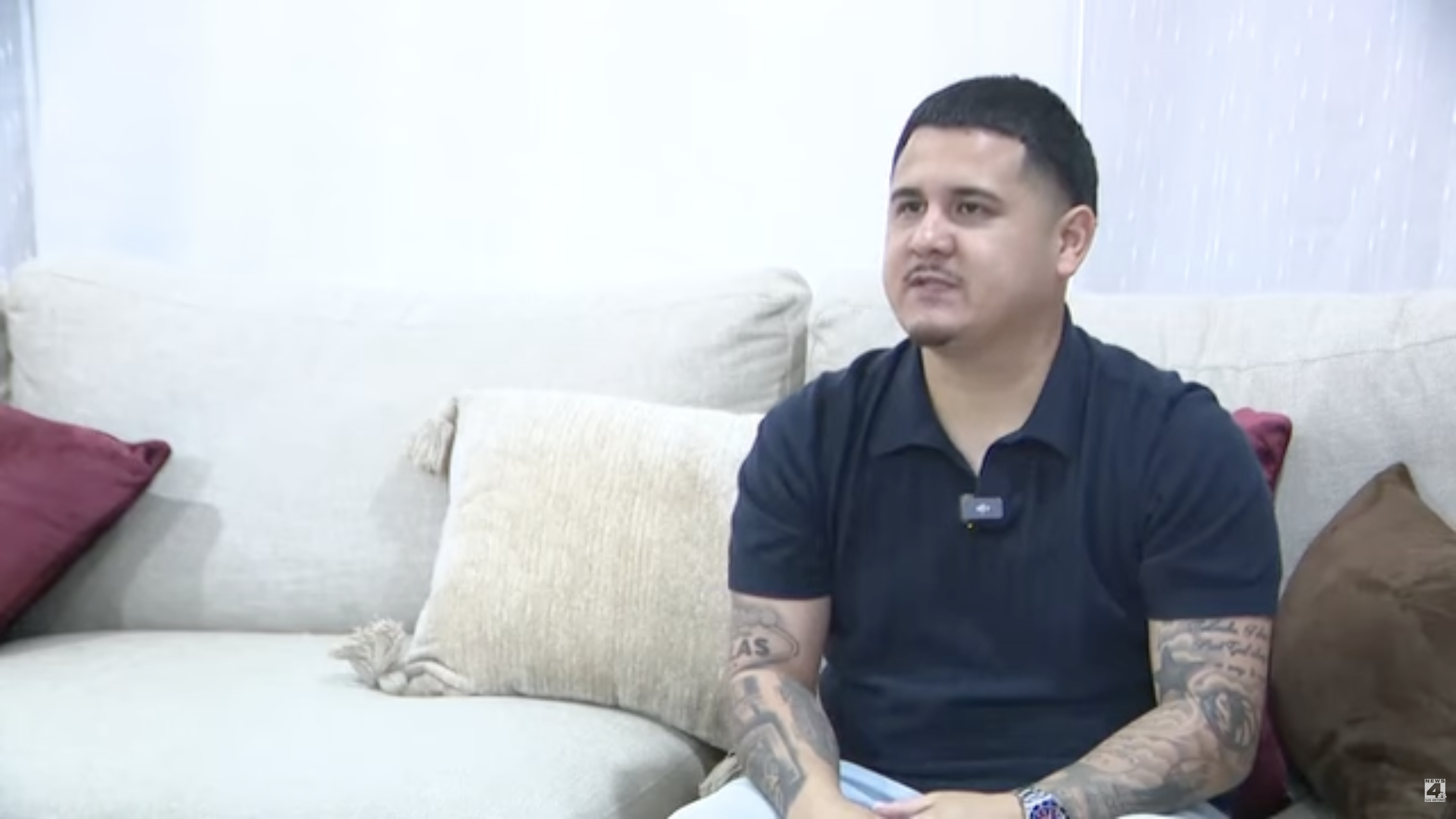 Father of the child injured in a reported dog attack discussing the incident during a television interview about dog bite prevention and child safety.