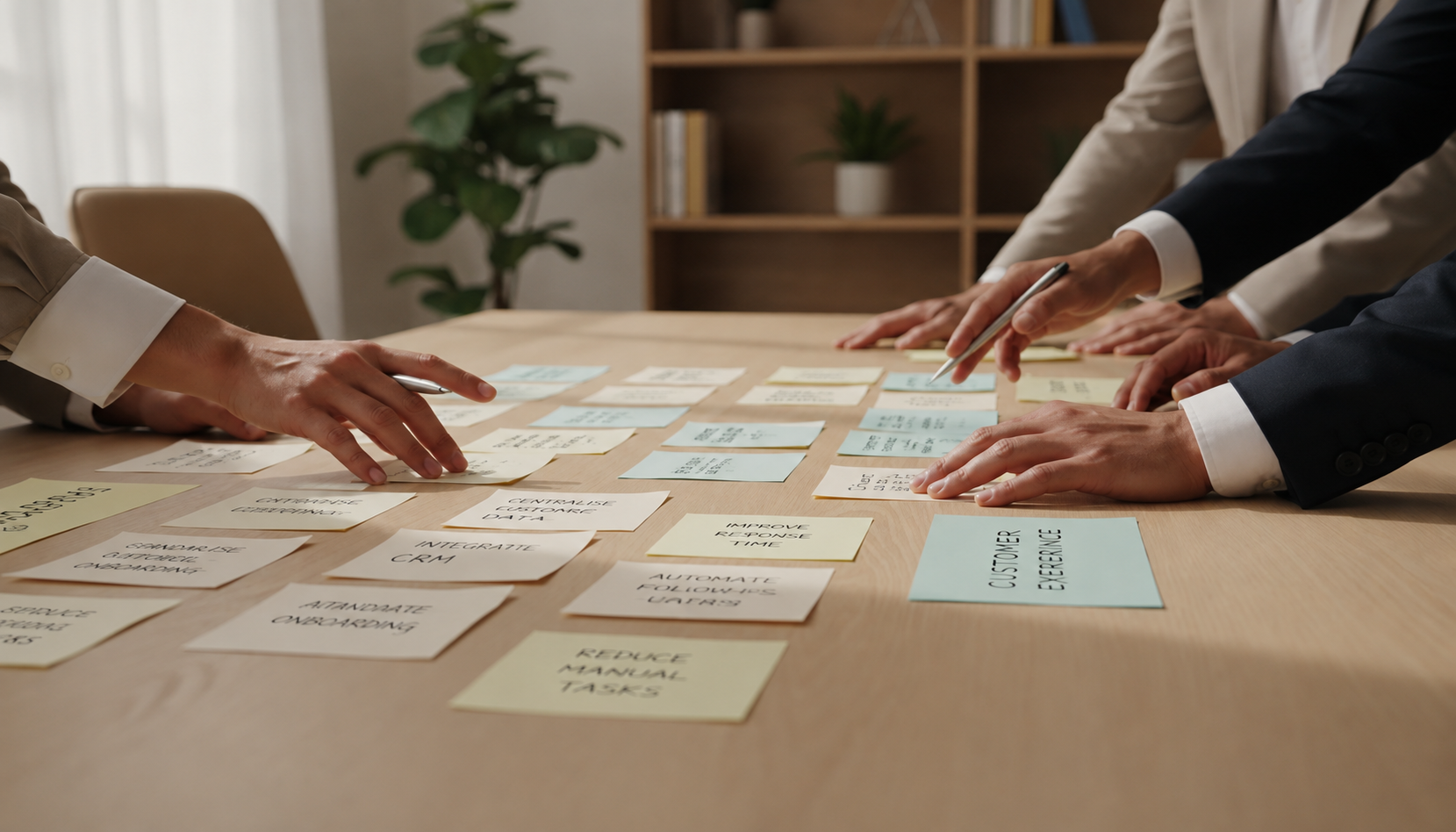 Hands arranging note cards and chapter headings into a clear structure Hands arranging note cards and chapter headings into a clear structure