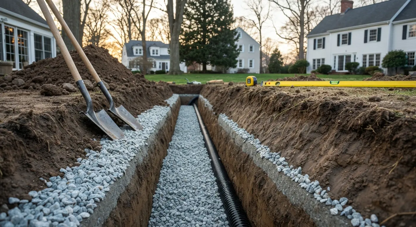 Soil replacement in French drain