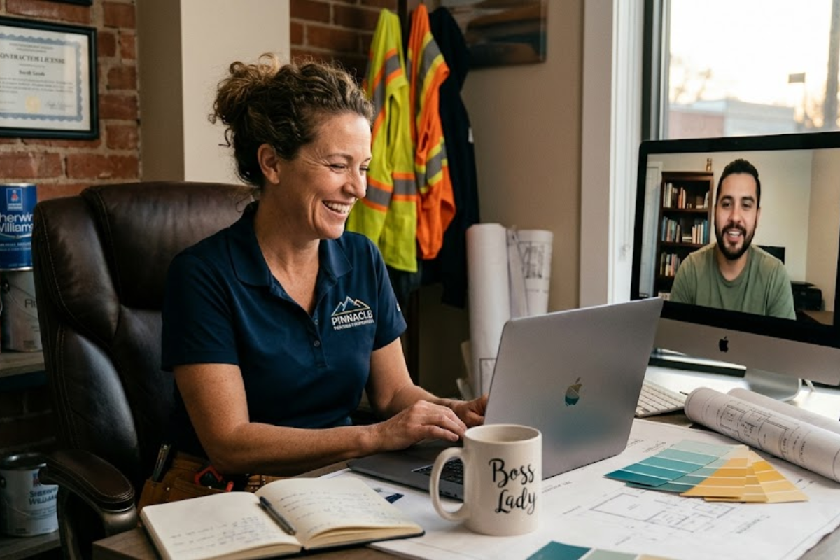 Business owner working with virtual assistant