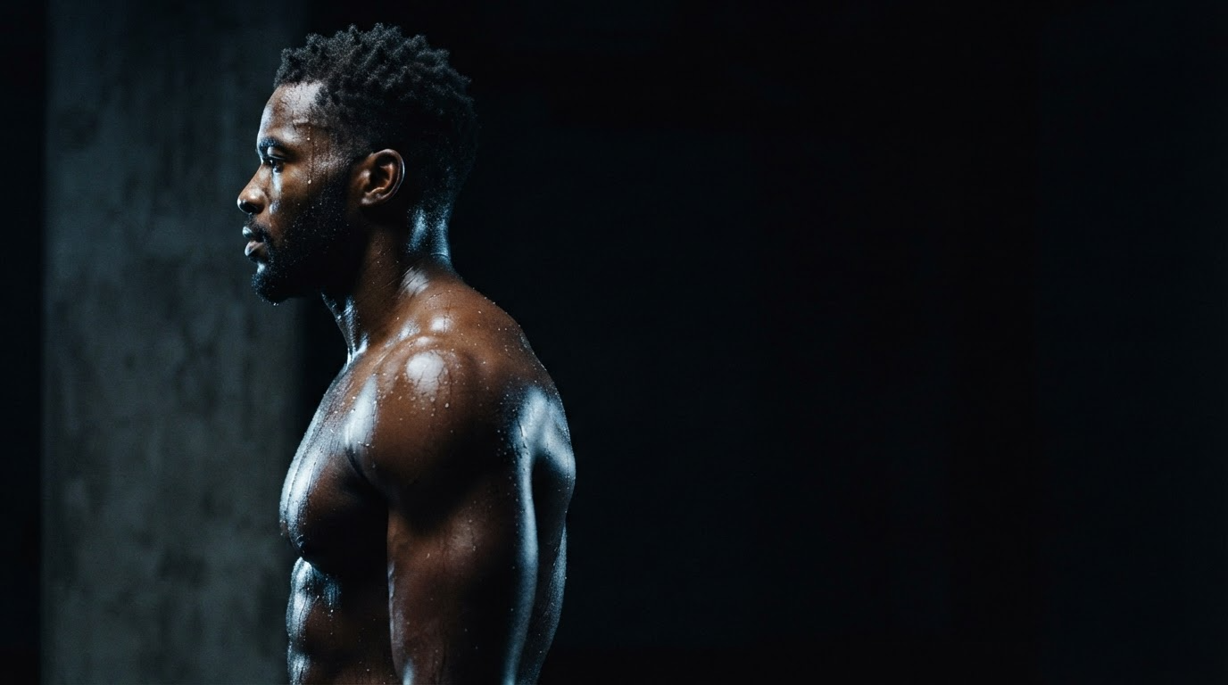 Athlete under dramatic lighting