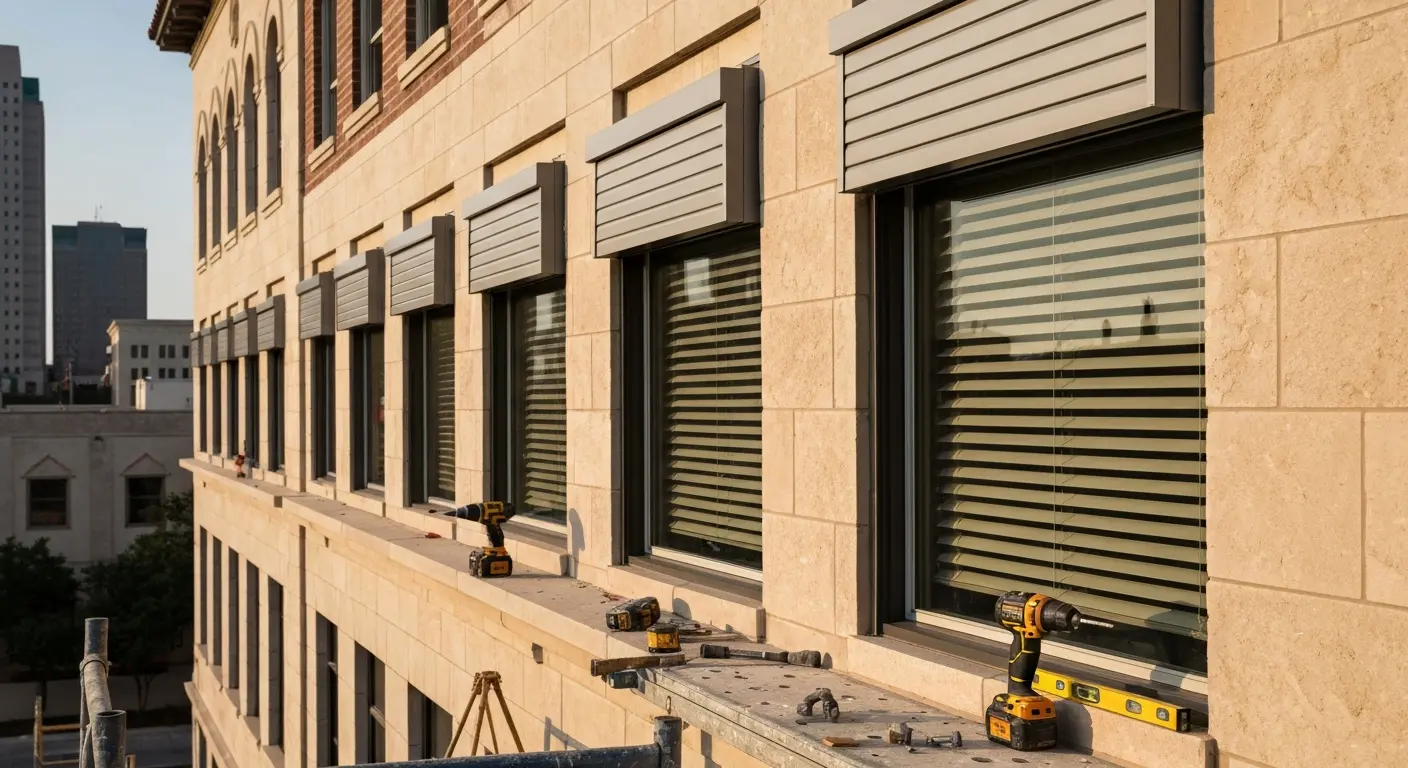 Commercial window shield installation