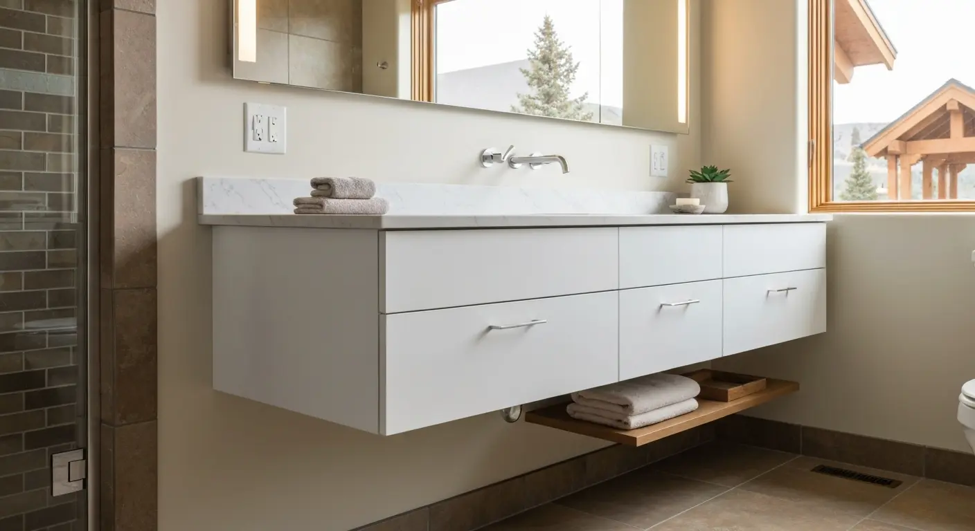 Floating vanity installation