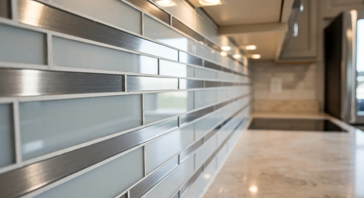 Glass tile backsplash