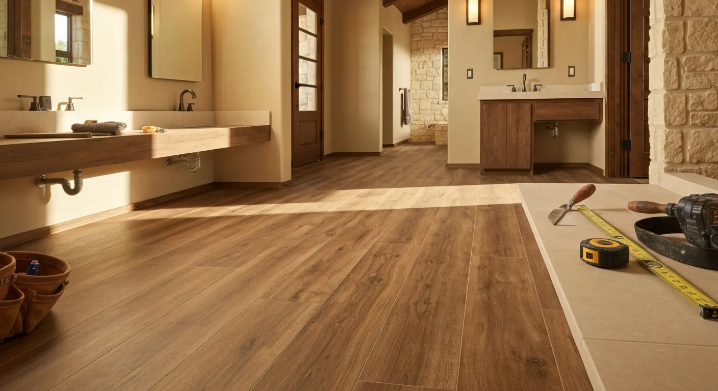 Luxury vinyl plank bathroom flooring