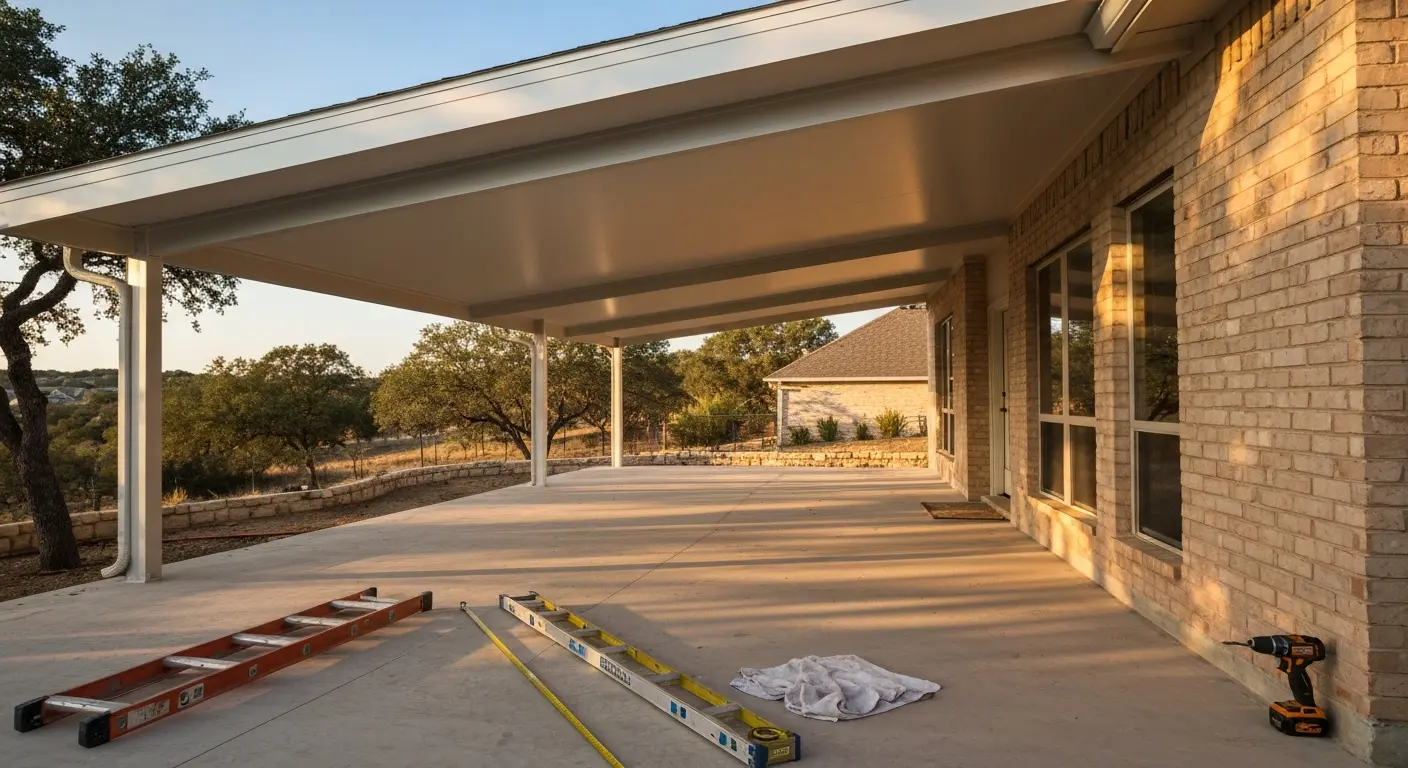 Solid aluminum patio cover installation
