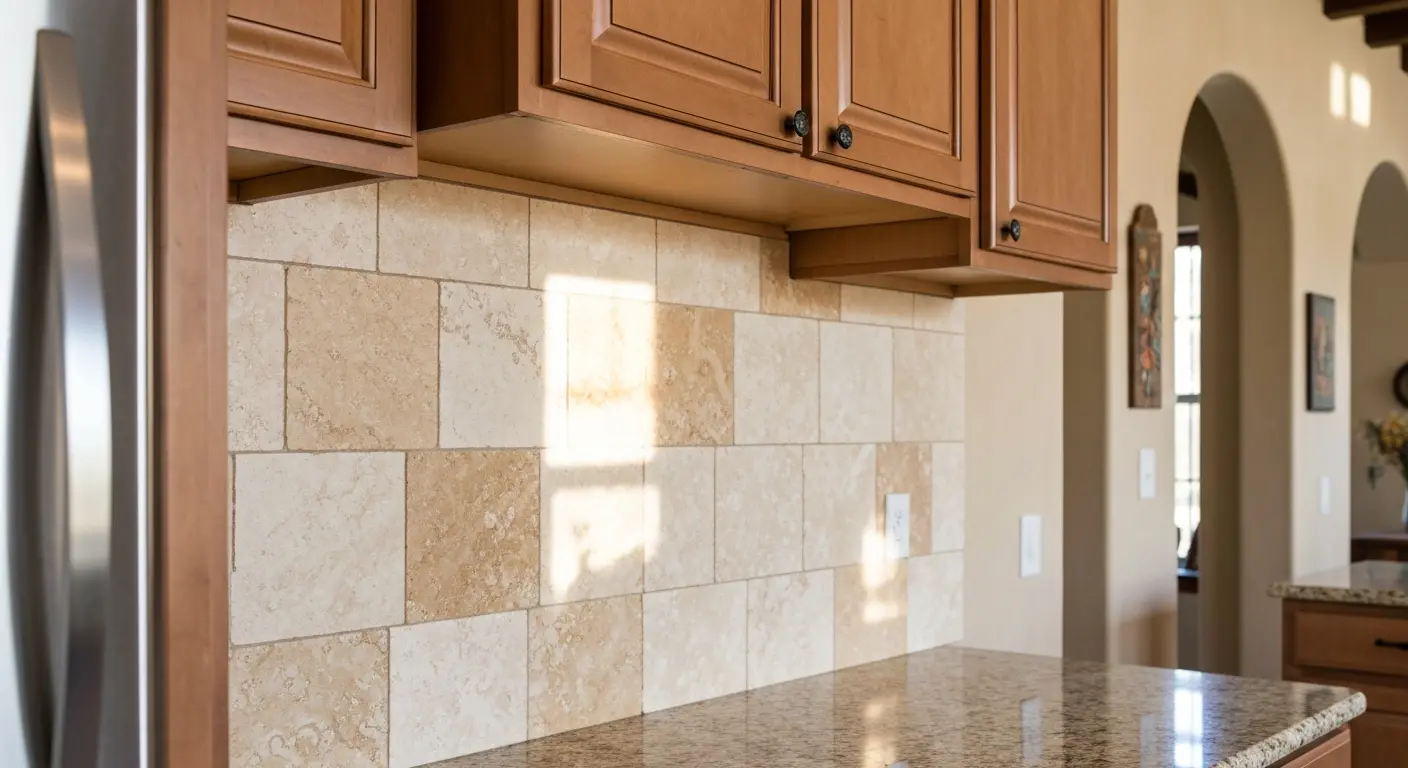 Natural stone backsplash