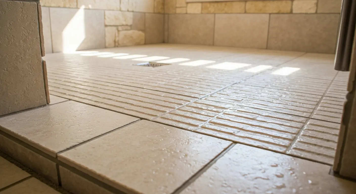 Slip-resistant shower floor tile