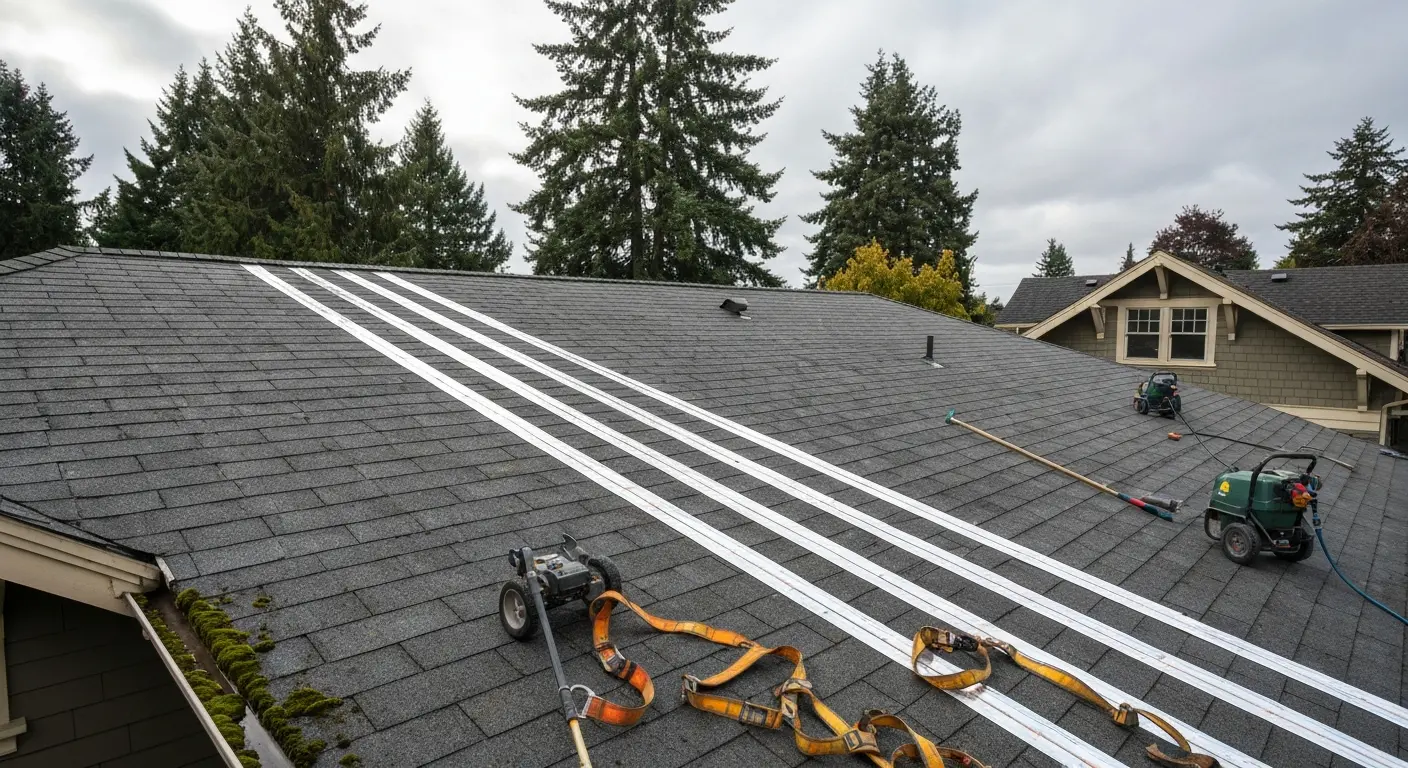 Roof cleaning and moss treatment service