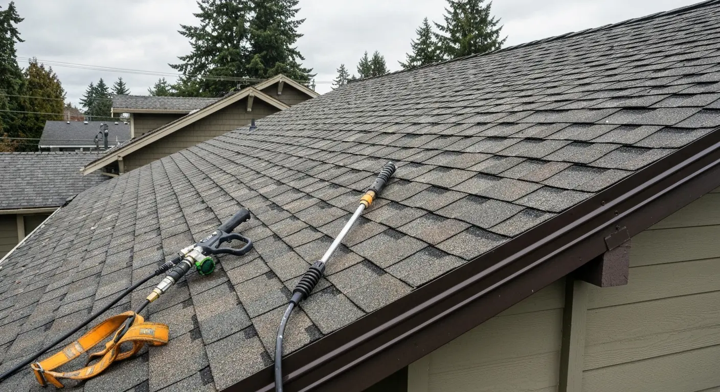 Roof cleaning and moss removal