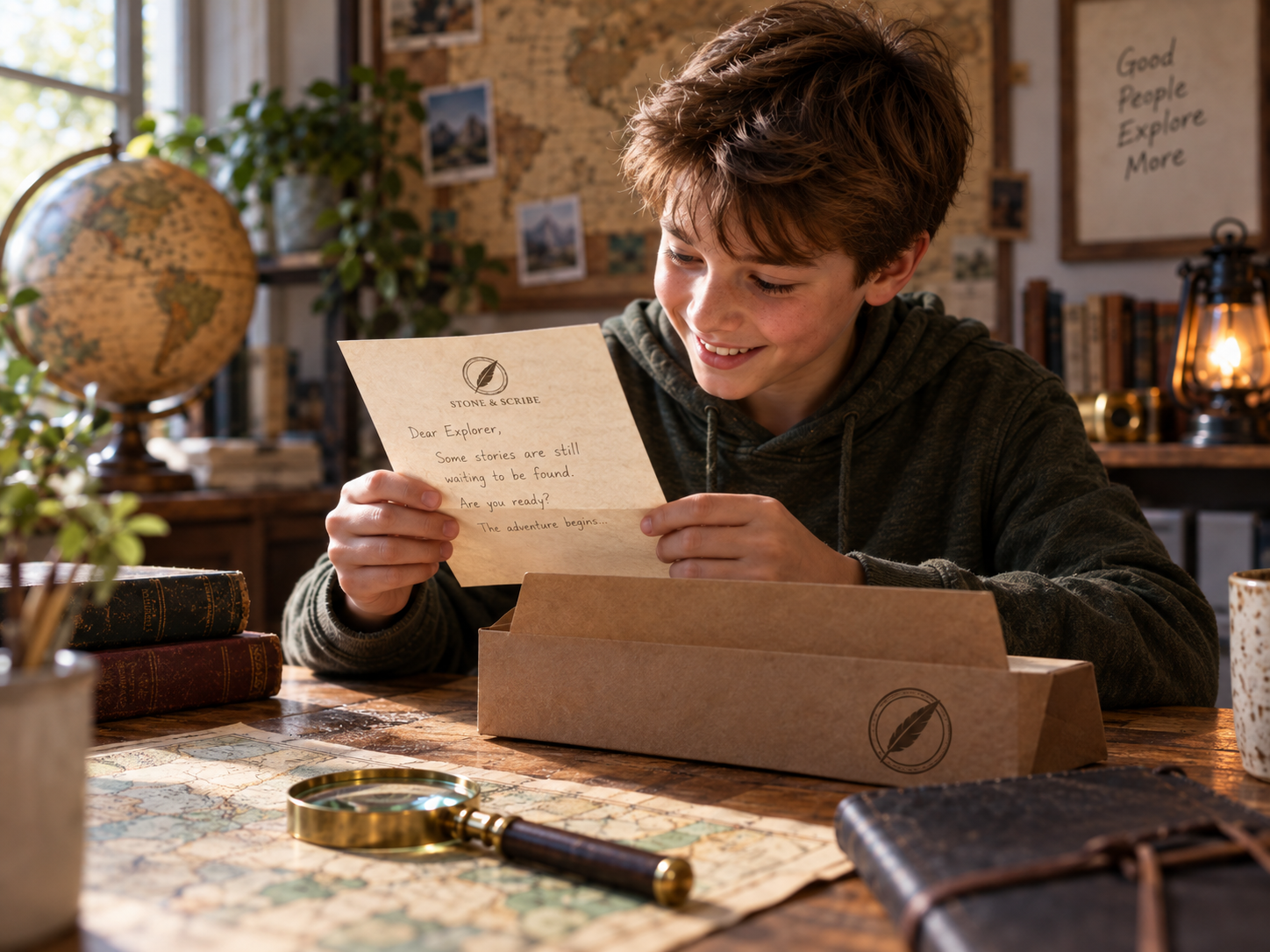 Child exploring the Bible through story investigation and discovery