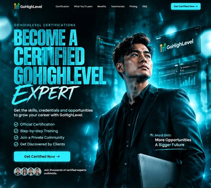 Certification Sales Landing Page, Funnels
