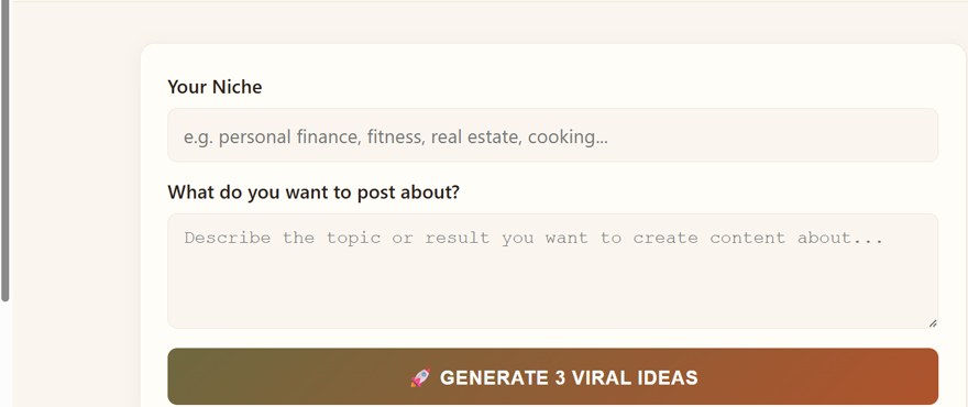 The Niche Ideas screen.