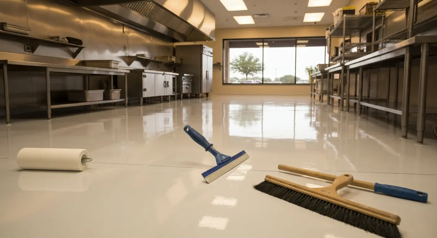 Commercial floor coating installation
