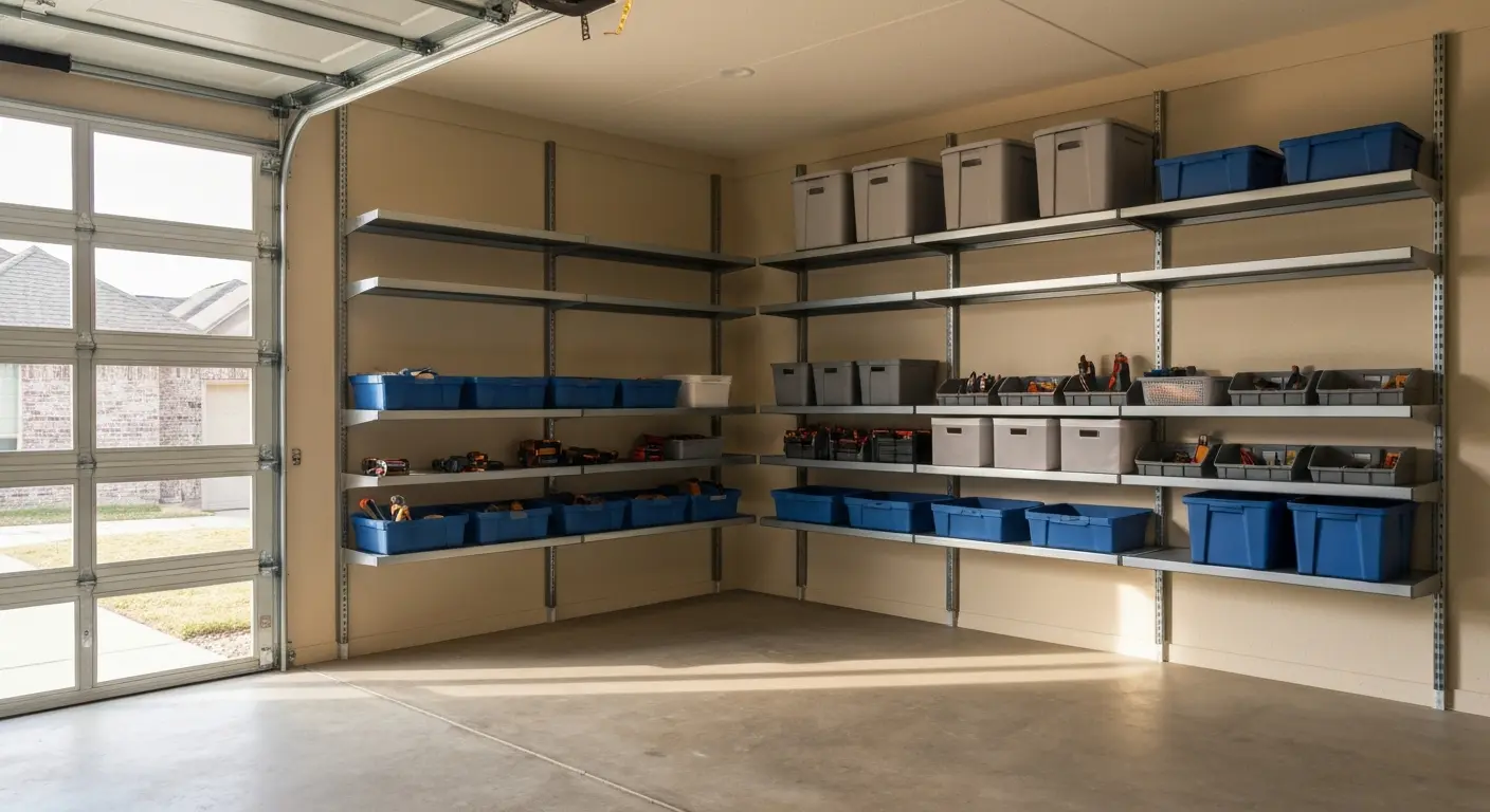 Custom shelving and storage installation in garage
