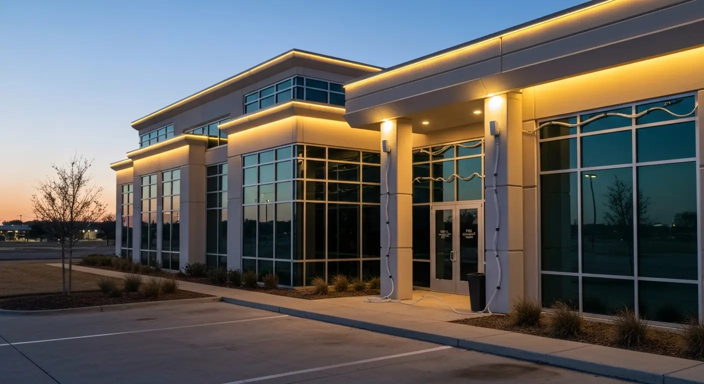 Commercial building Christmas lighting display