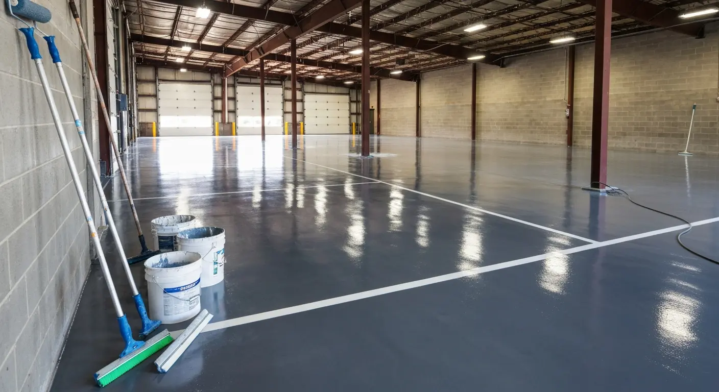 Commercial floor coating installation