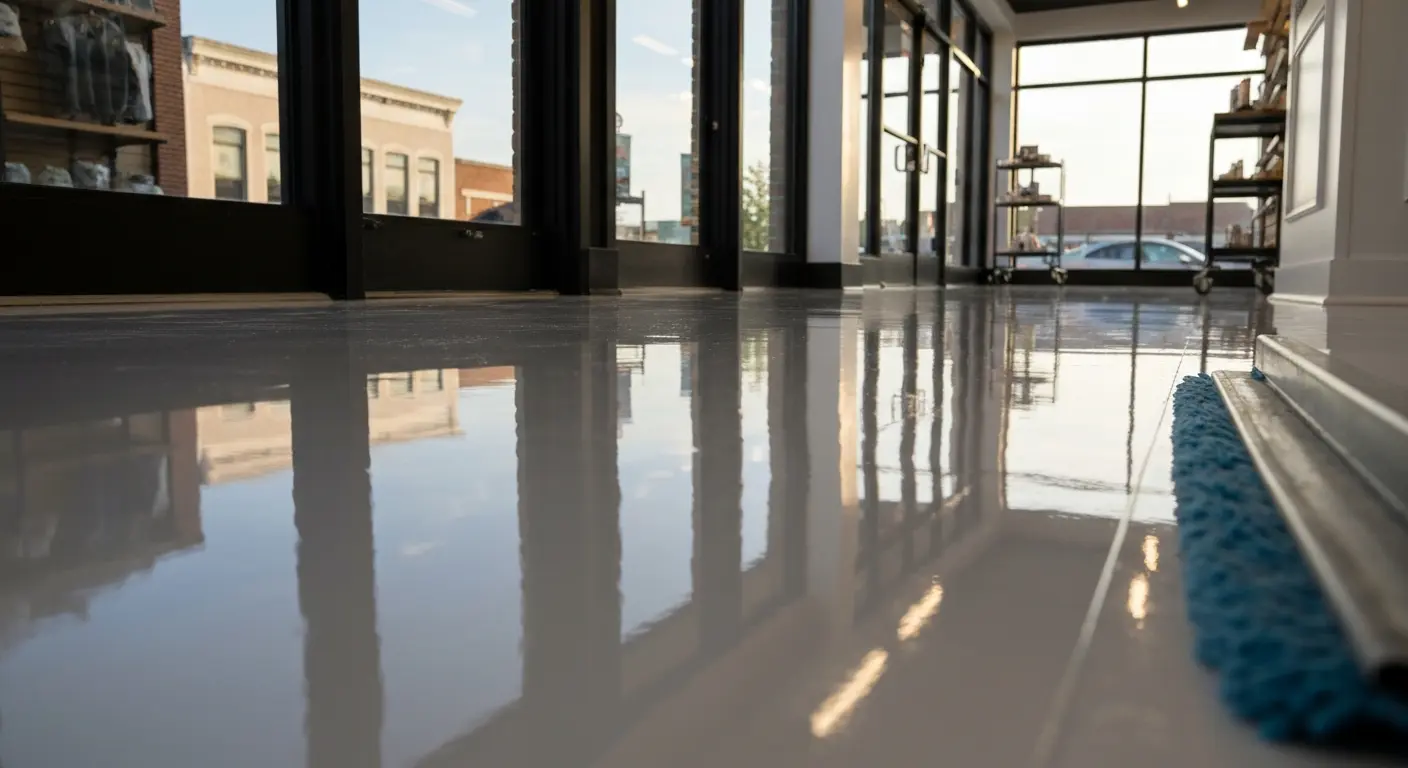 Polished retail floor coating