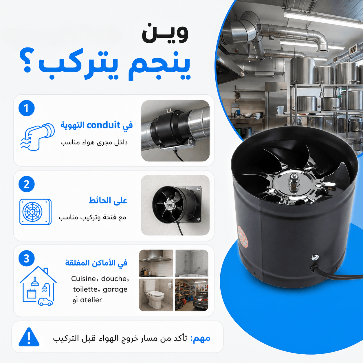 أماكن وتركيب Extracteur d’air