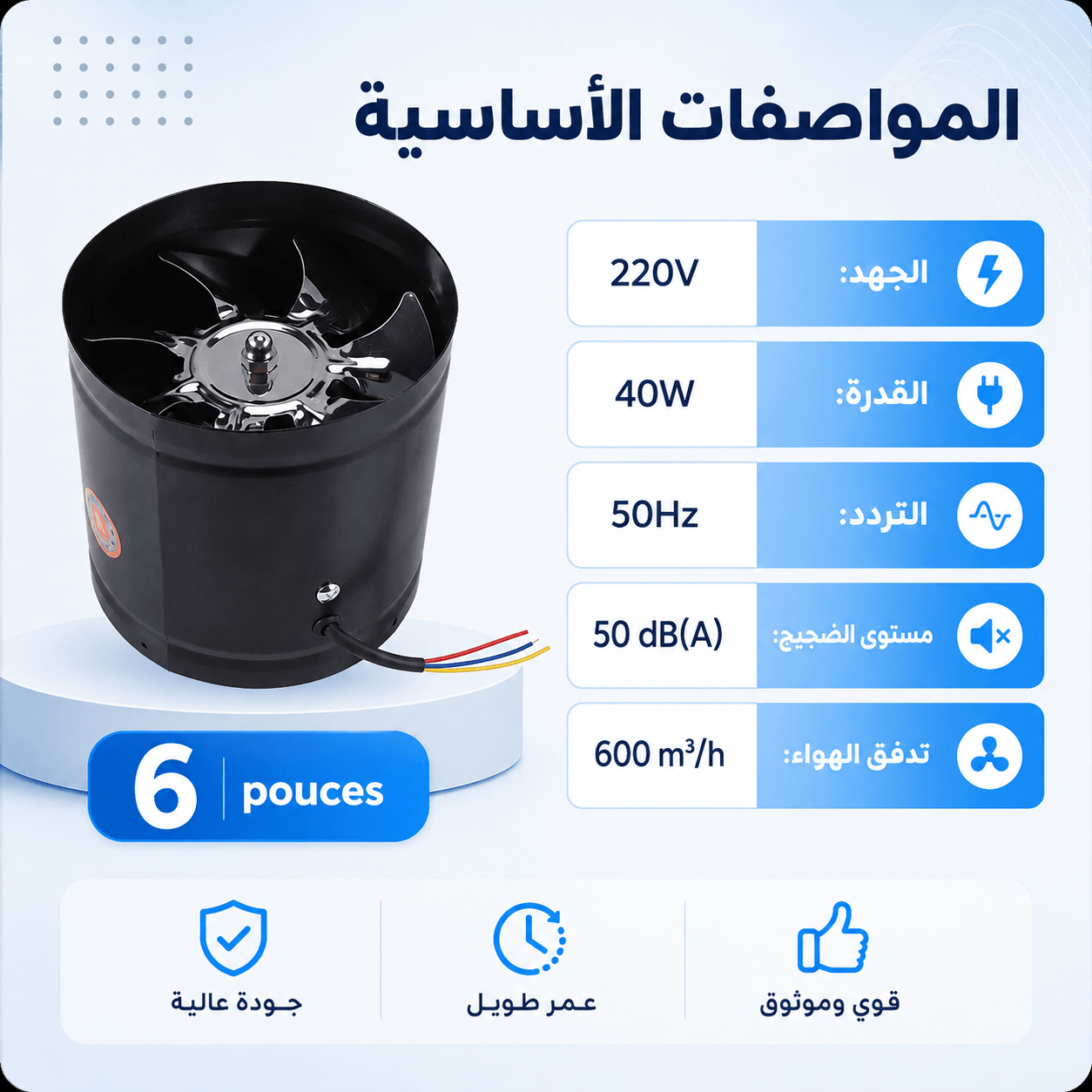 تفاصيل هيكل Extracteur d’air المعدني