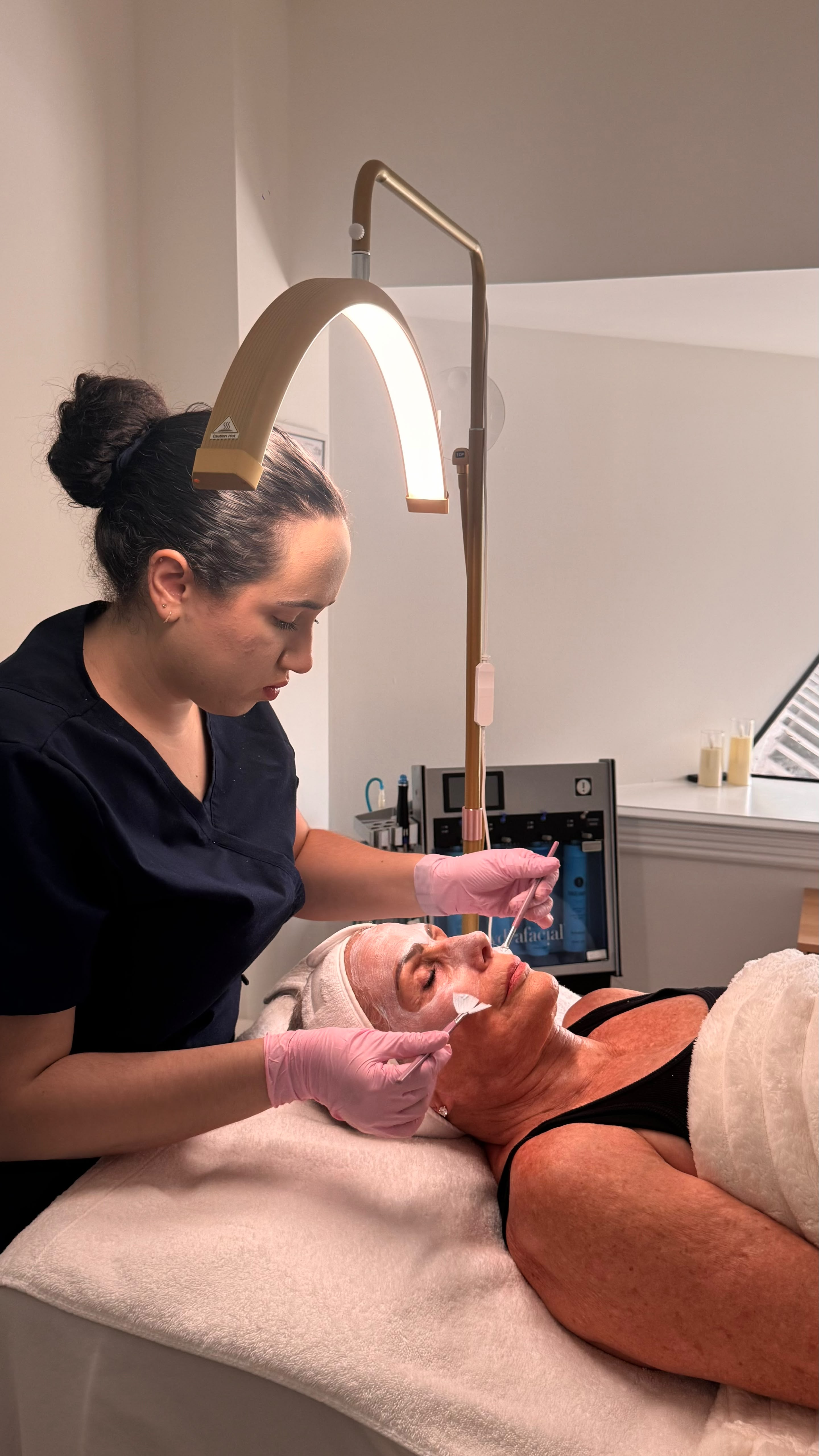 A facial in progress at Lume Aesthetics