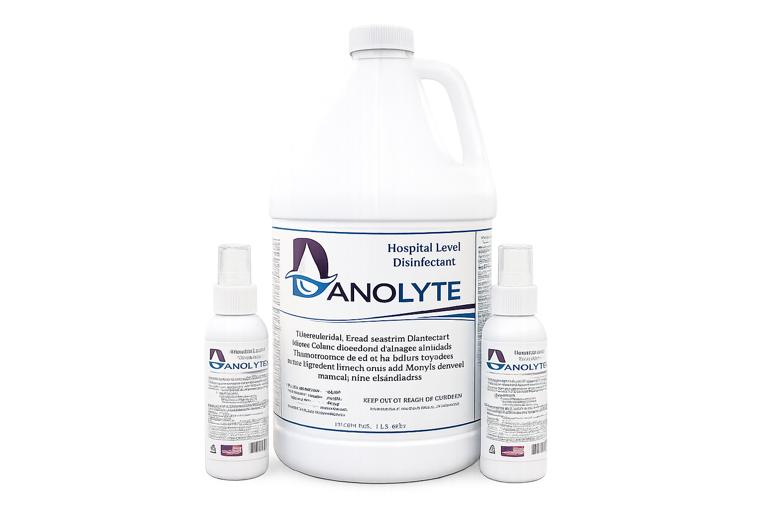 Danolyte Disinfectant gallon with two travel spray bottles