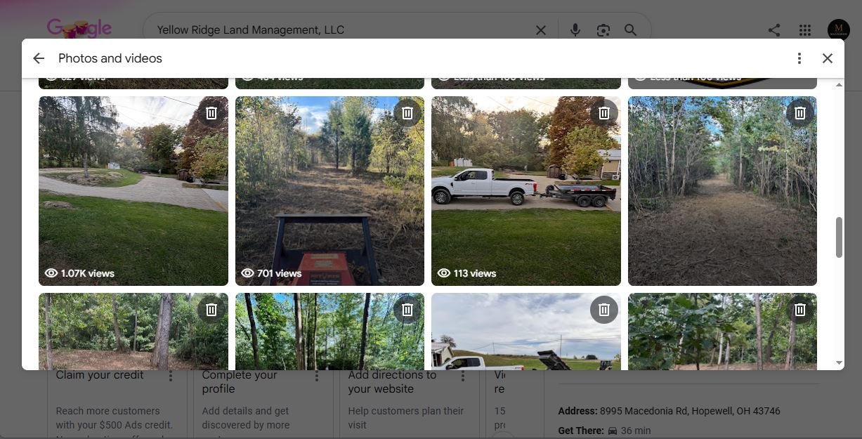 Google Business Profile post views shown in a dashboard for a Columbus Ohio local busine