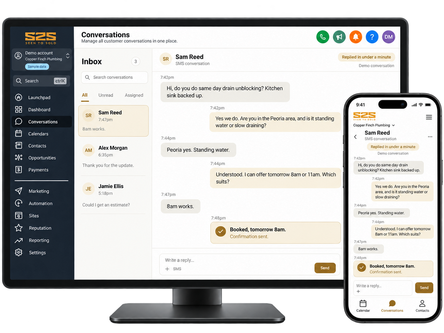 A lead answered and booked inside the CRM in under ten minutes
