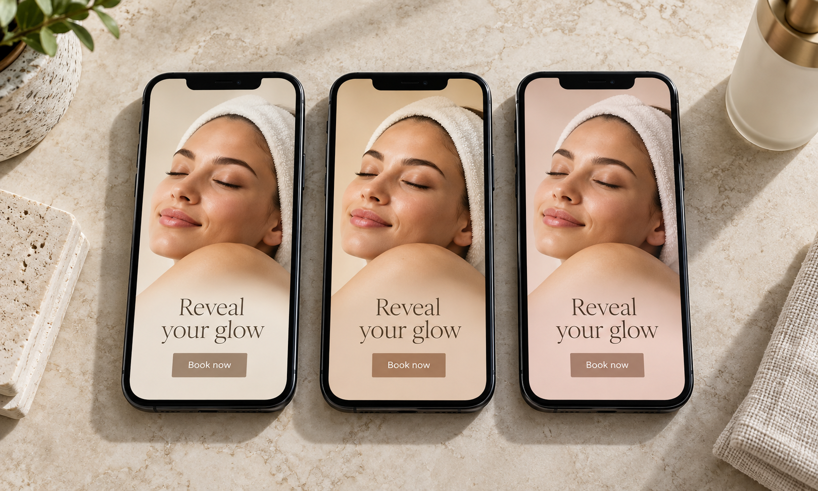 Three near identical med spa adverts side by side.