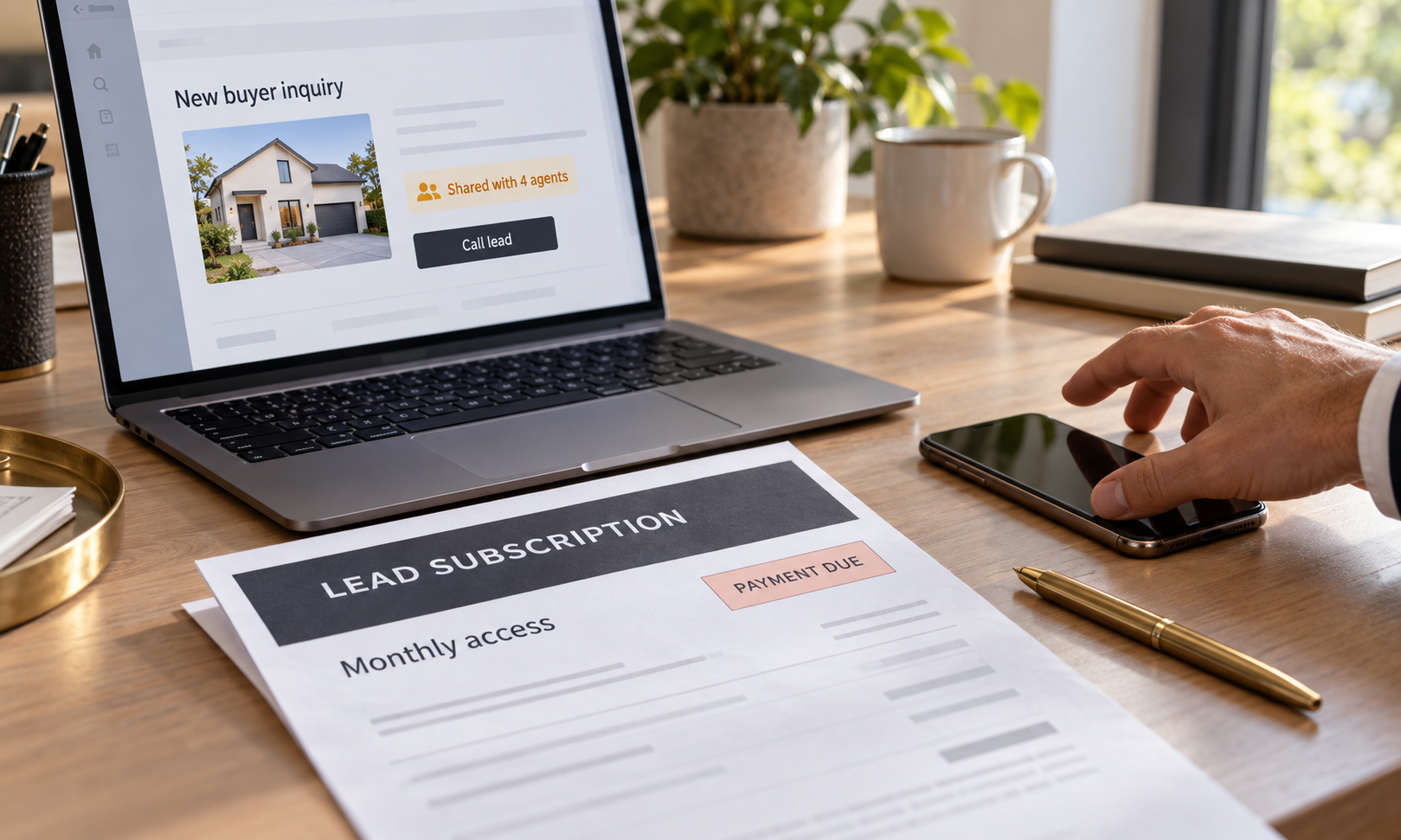 A portal invoice, illustrating leads rented rather than owned.