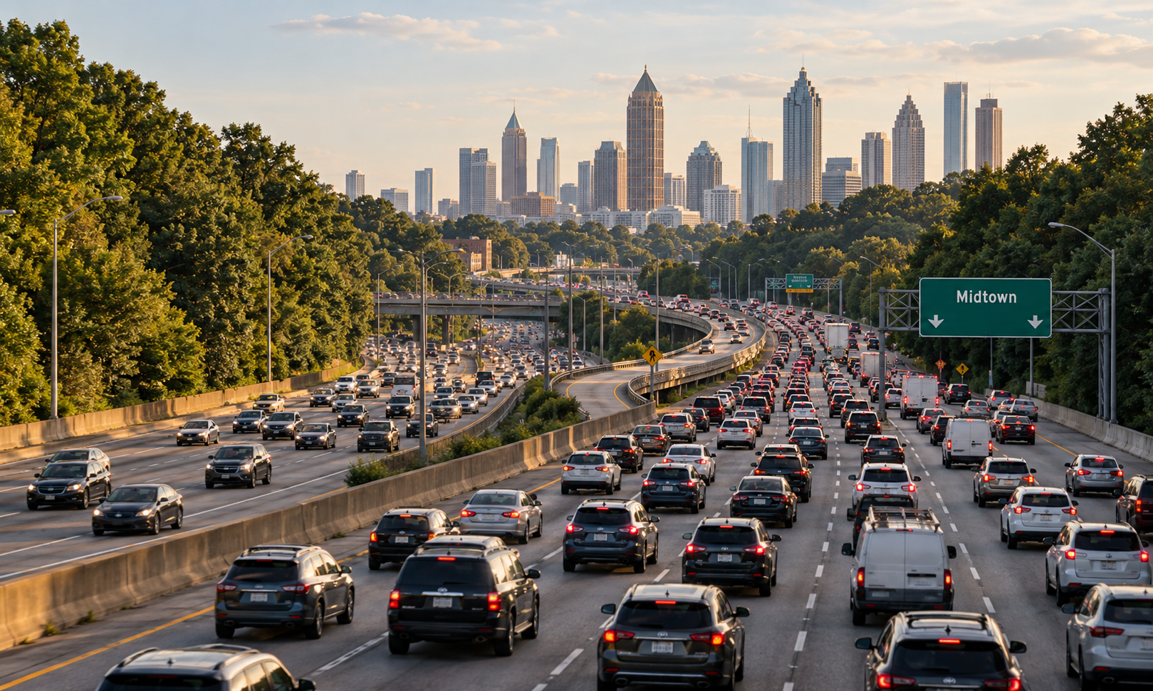 A traffic jam separating a business from half of its campaign area.