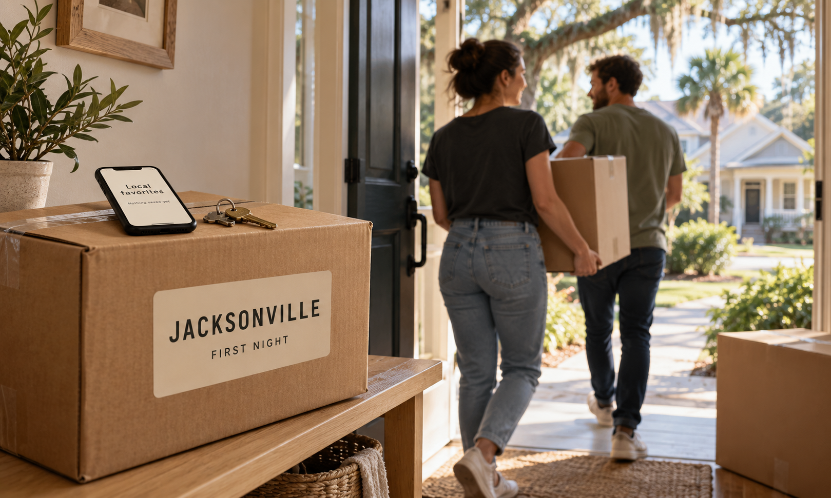 A moving box, illustrating steady new arrivals to the area.