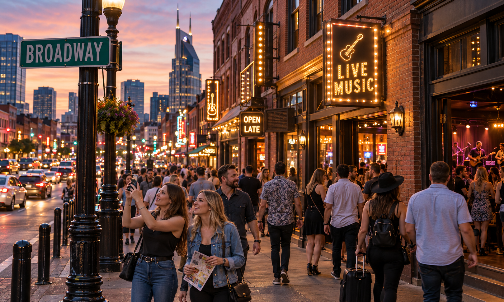 A crowded tourist strip, illustrating the visitor economy.