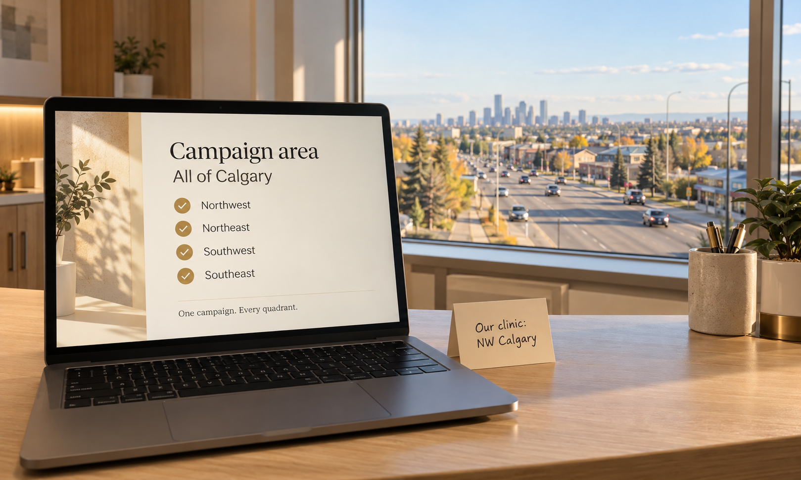 City quadrants covered by one campaign radius.