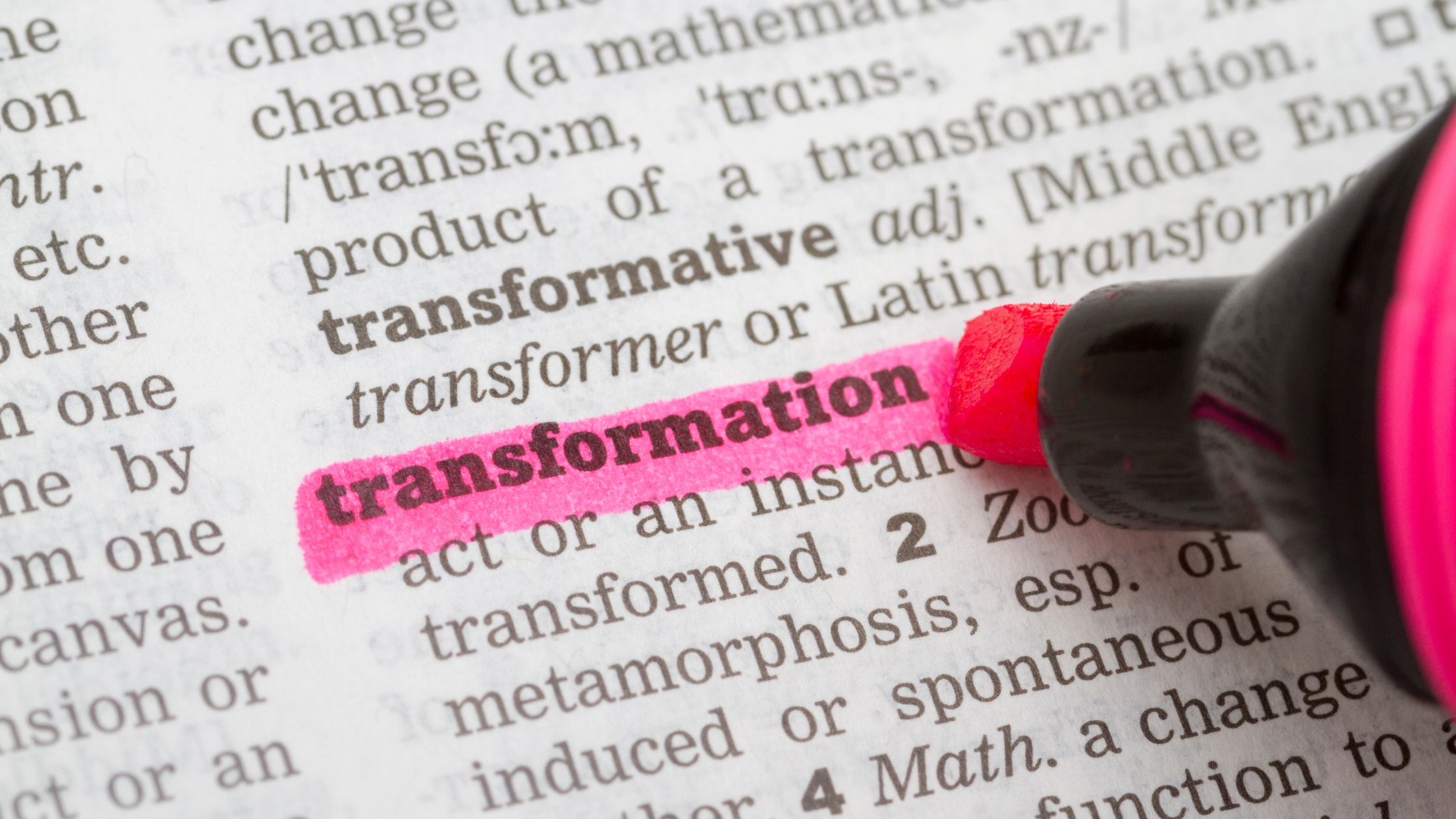 highlighted word transformation in pink