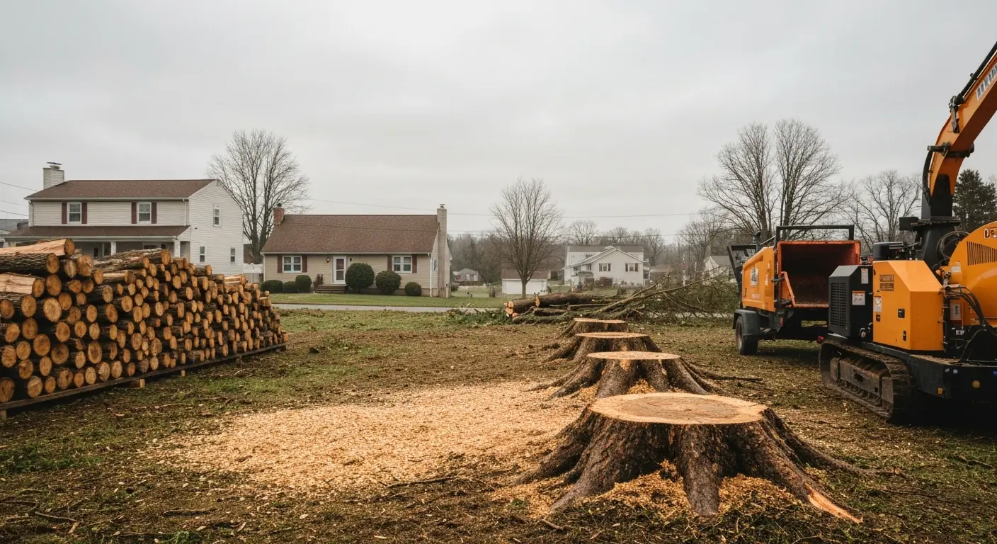 Storm damage tree cleanup, Harborcreek, PA