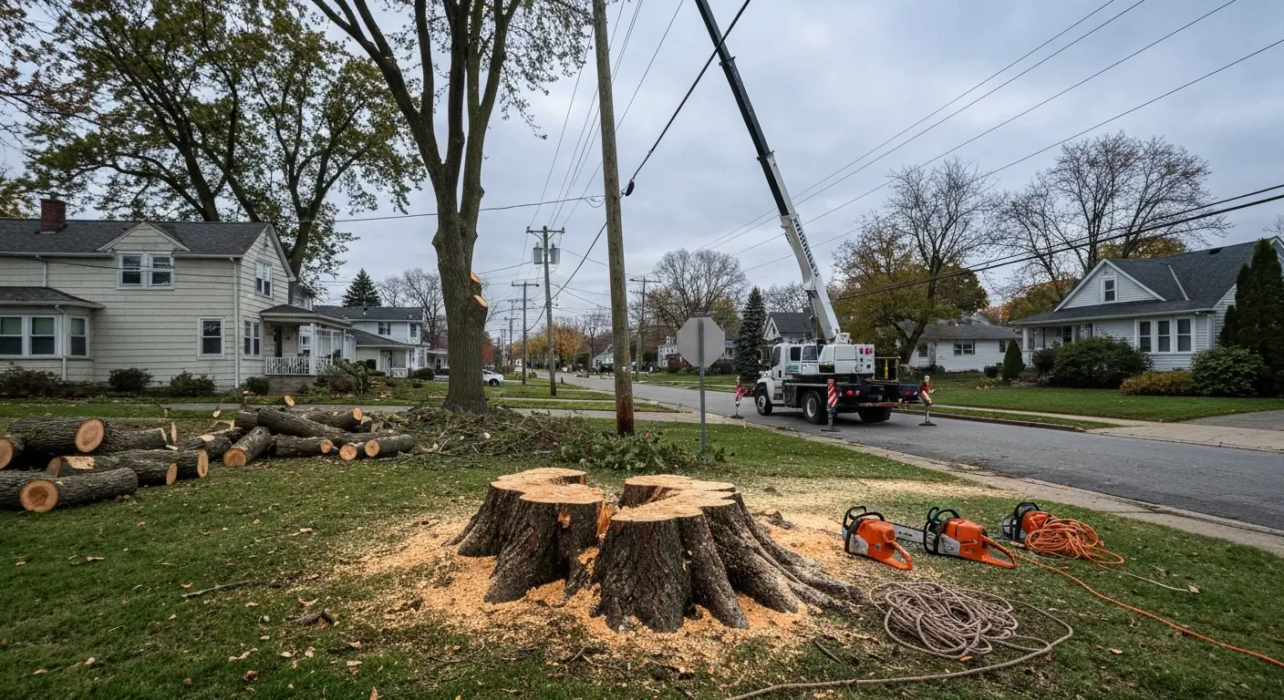 Tree removal near power lines, Fairview, Erie