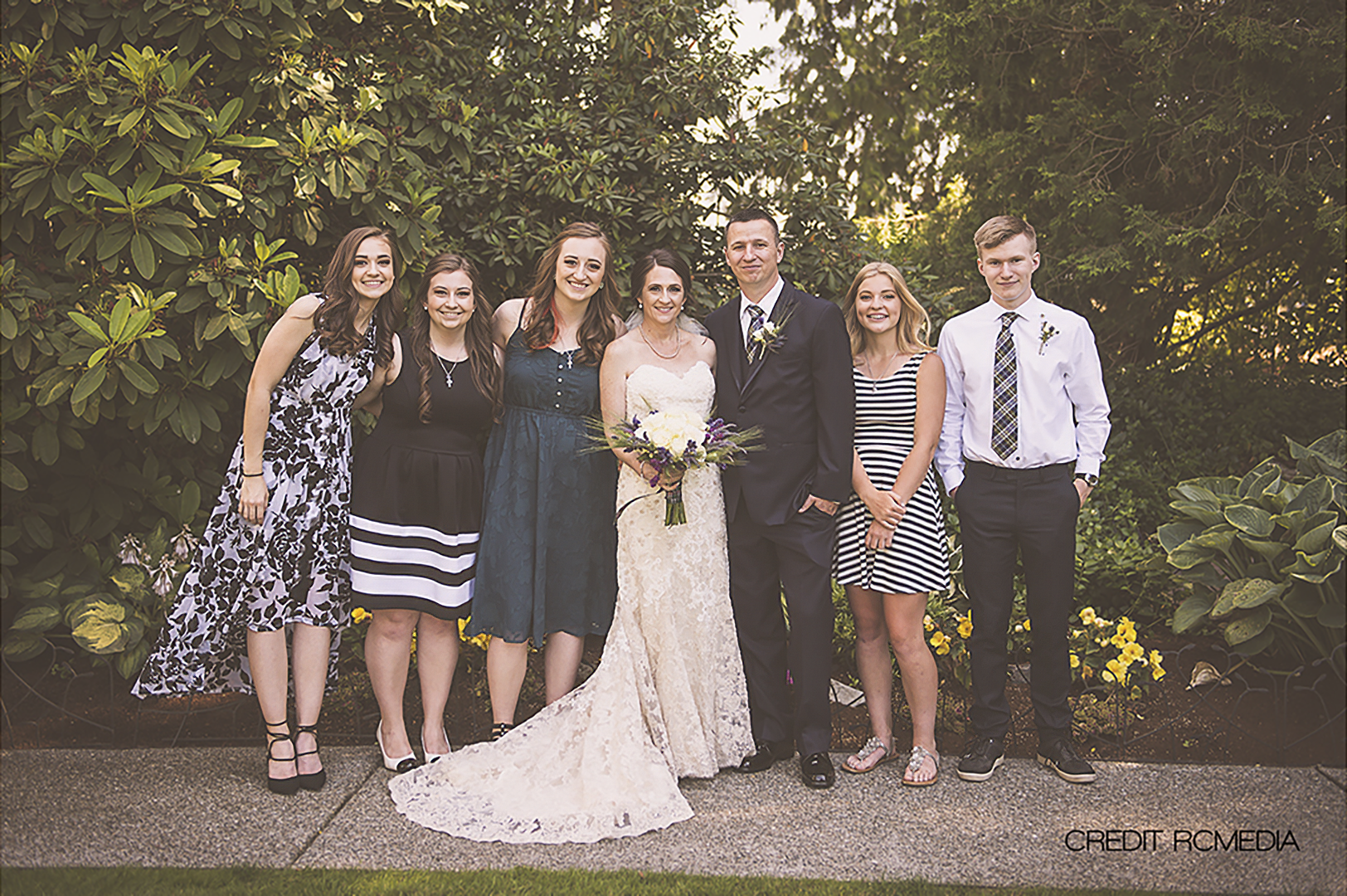 My wedding photo with five of our kids.