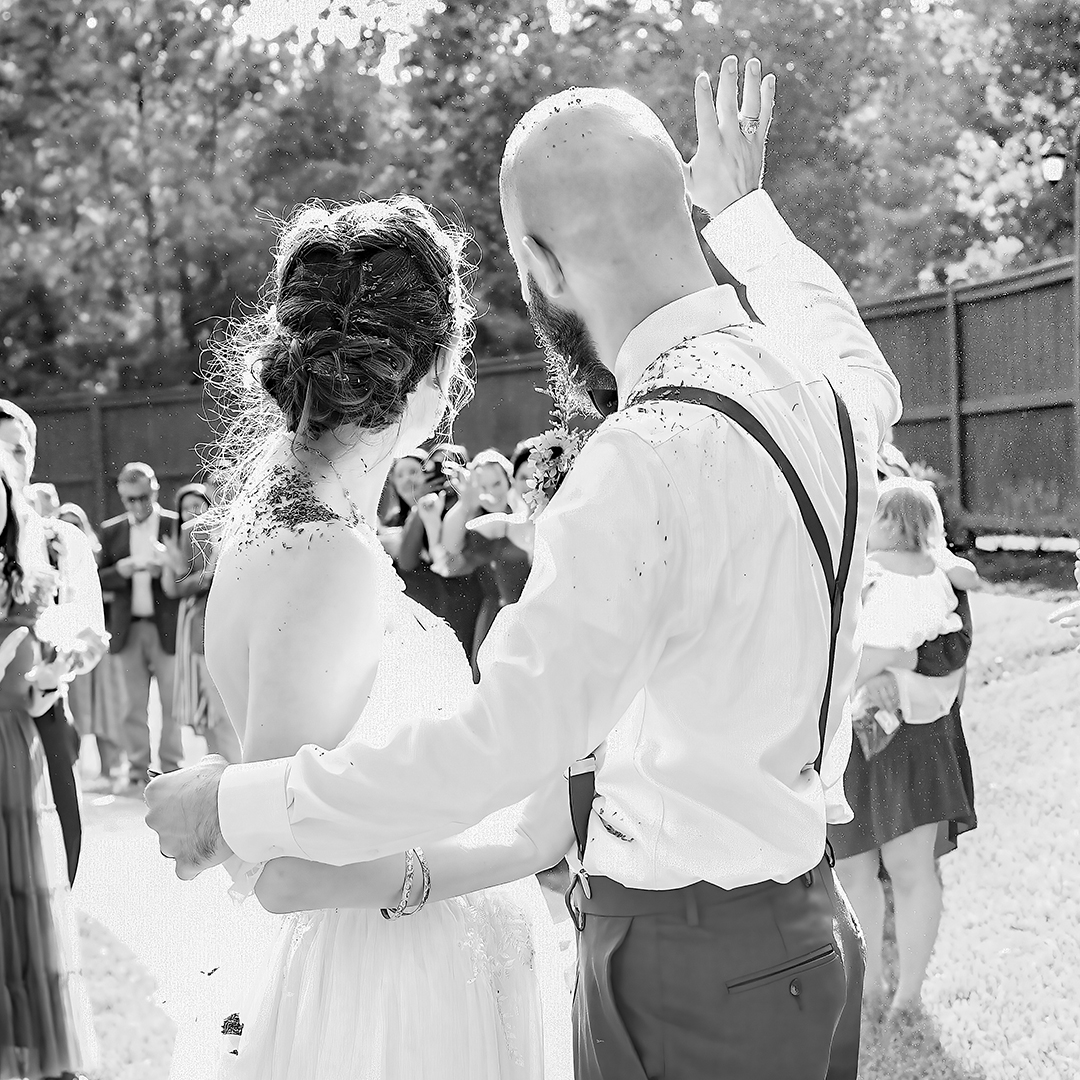 Lavender grand exit at a wedding. 