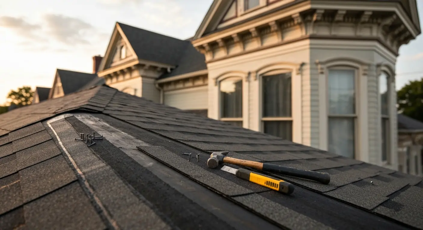 Roof repair in progress