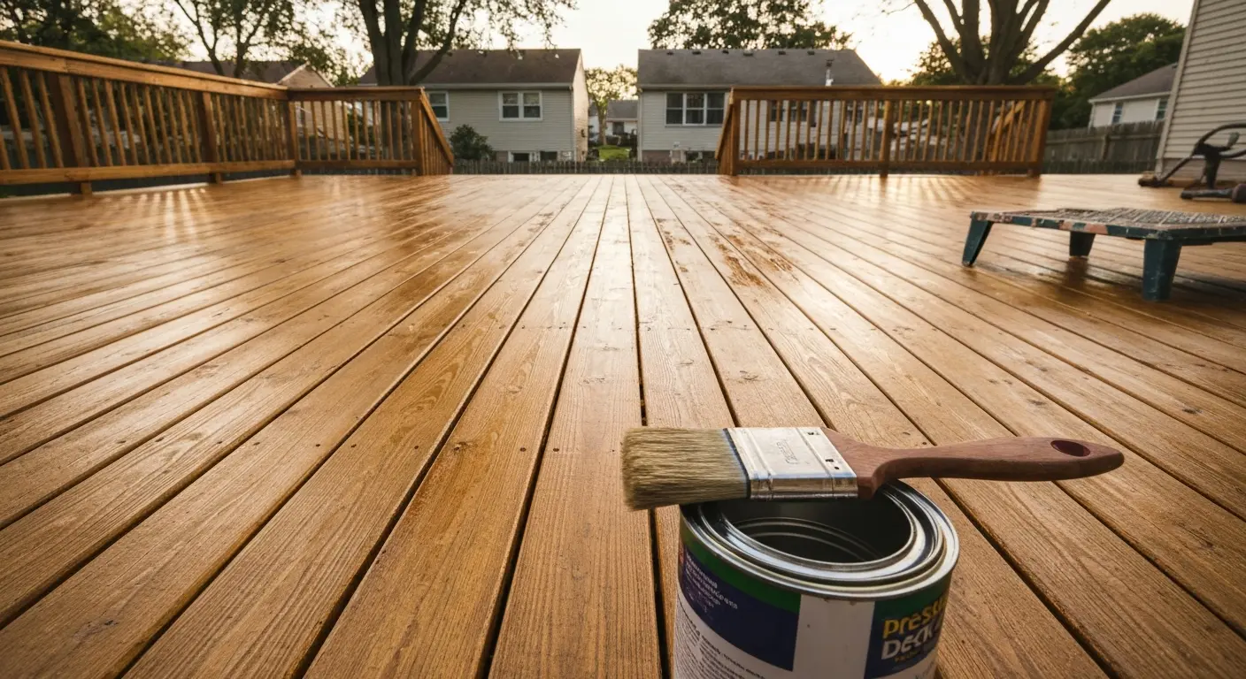 Pressure-treated deck staining