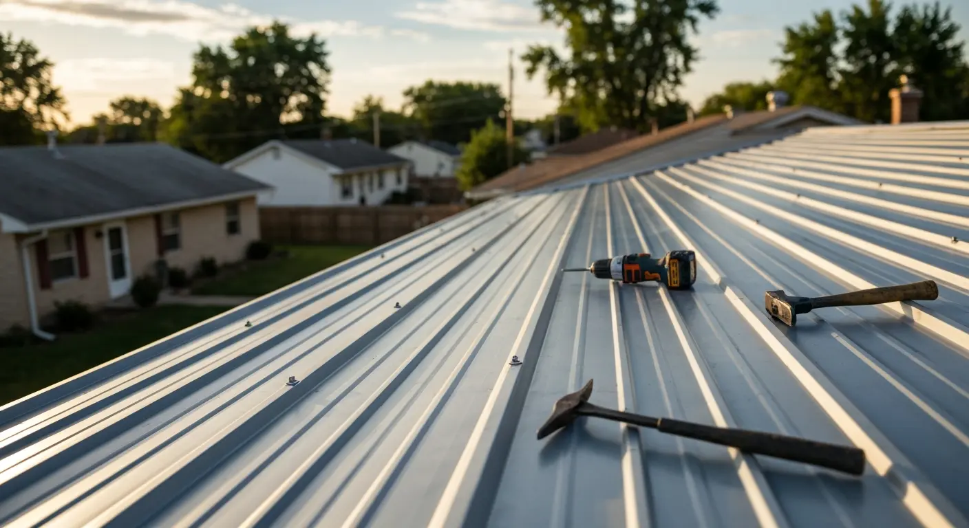 Metal roof repair work
