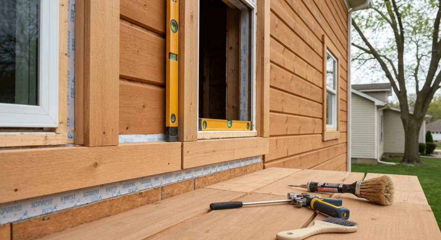 Wood siding installation project
