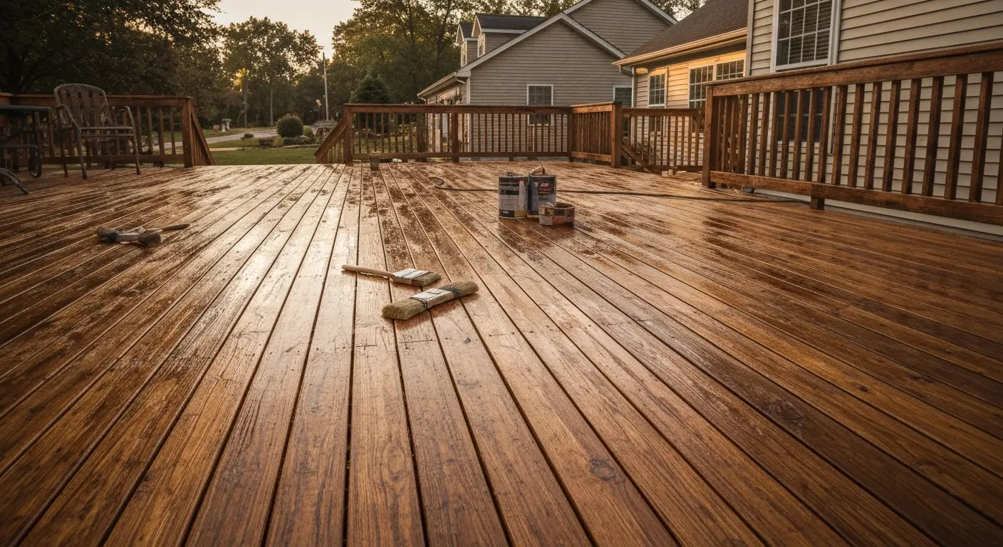 Newly stained and sealed deck