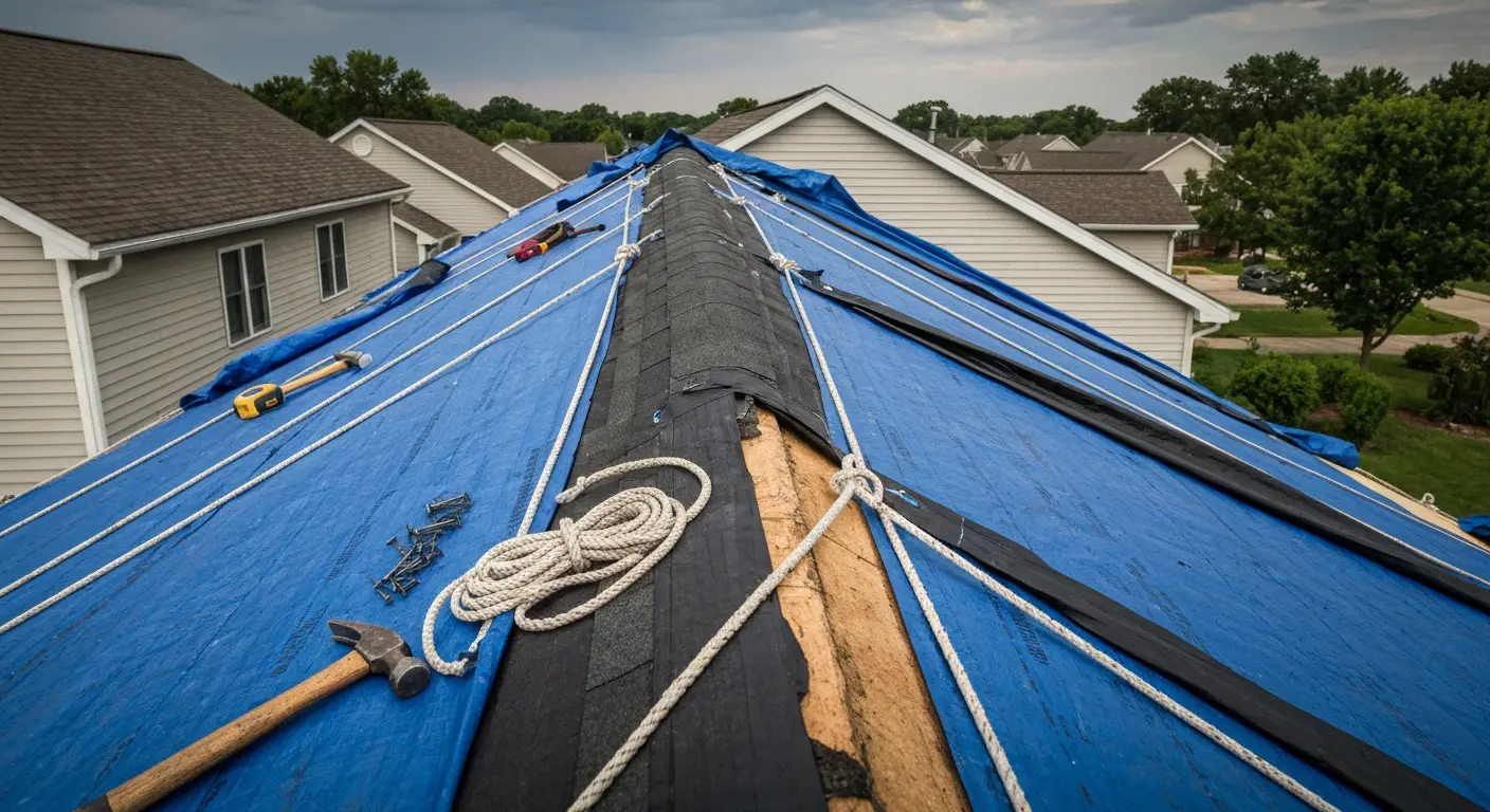 Emergency roof tarping