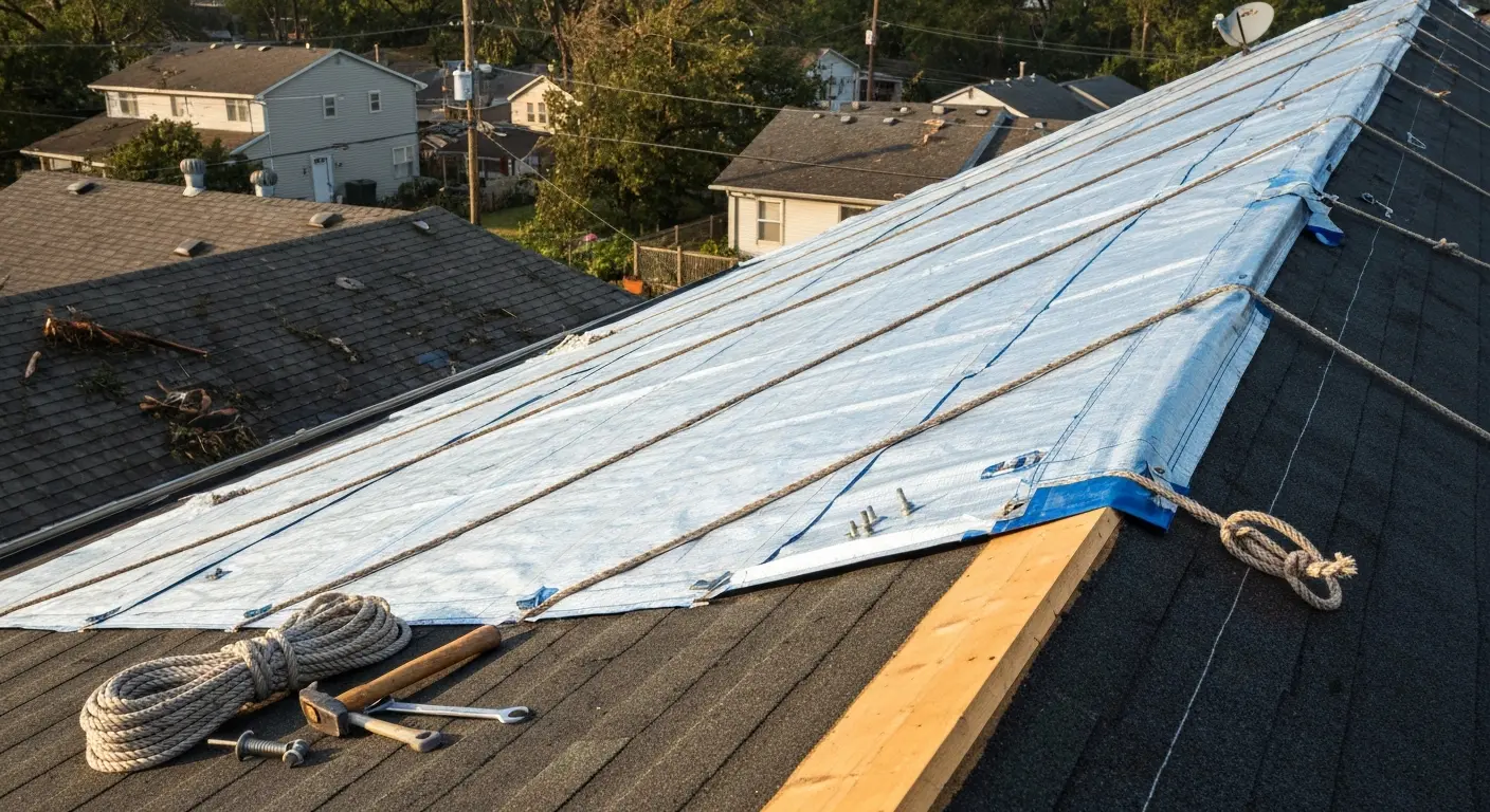 Emergency roof repair after storm damage