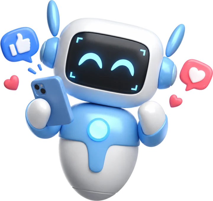 Pyxa robot posting on a smartphone