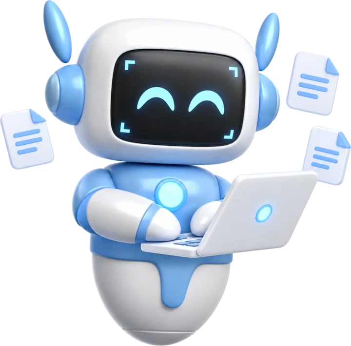 Pyxa robot typing on a laptop